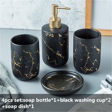 Load image into Gallery viewer, Bathroom Accessory Set Marble Ceramic Soap Dispenser Pump Bottle Mouthwash Cup Soap Dish Washing Tools Home Couple Gift