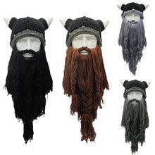 Carregar imagem no visualizador da galeria, with fun Cosplay Men knit Viking facial hair
 Horn headdress
 Ski Mask - Beijooo