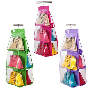 6 Pockets Handbag Hanging Storage Organizer Wardrobe Closet Bag Hanger - Beijooo
