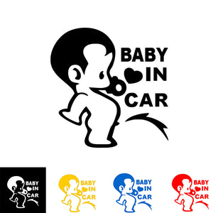 Cartoon Pee Baby In Car Letter Decal Reflective Vehicle Truck Window Sticker - Beijooo