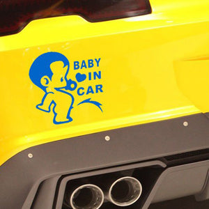 Cartoon Pee Baby In Car Letter Decal Reflective Vehicle Truck Window Sticker - Beijooo