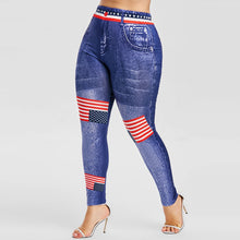 Load image into Gallery viewer, female high-rise longer
 Pants big size
 3 dimensional denim design
 American Flag Leggings casual wear
 Pant Legging Athletic - Beijooo