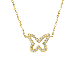 Golden Sparkling Open Butterfly Necklace - Beijooo