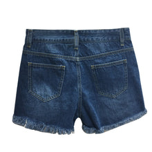 Carregar imagem no visualizador da galeria, young wemon
 Jeans Shorts Blue jean
 Jeans firm casual wear
 hollow sunny season Button very small Daily warmer
 jean
 Shorts - Beijooo