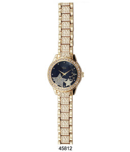Milano Expressions Gold Metal Band Watch with Black Dial - Beijooo