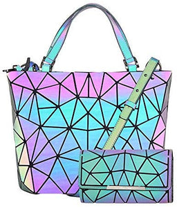 Geometric Purse Holographic Purse Handbag Wallet Color Changes Rainbow Effect Luminous - Beijooo
