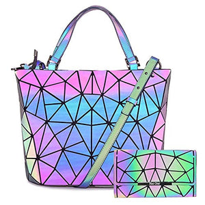 Geometric Purse Holographic Purse Handbag Wallet Color Changes Rainbow Effect Luminous - Beijooo