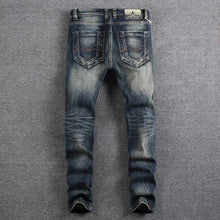 Carregar imagem no visualizador da galeria, Retro printed lovish style
 Mens Jeans vintage
 Nostalgia Wash thin Fit jean
 torn
 Jeans For Men Brand Streetwear Biker Jeans - Beijooo