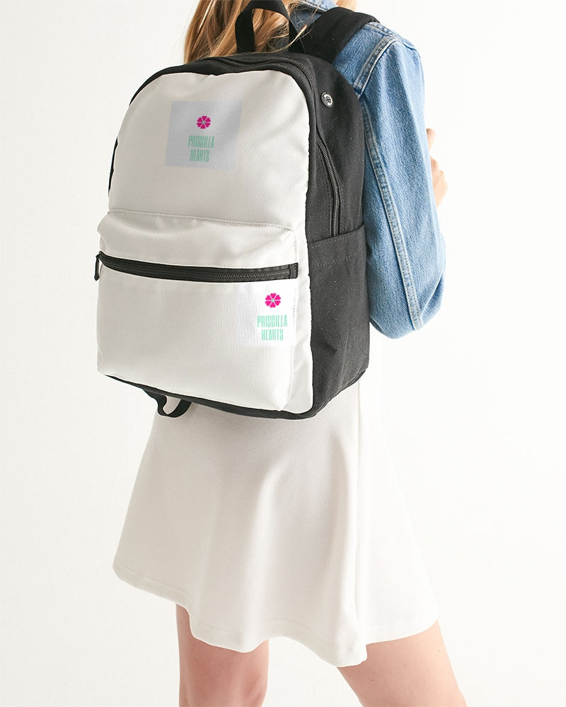 PRISCILLA HEARTS Zip-Top Backpack Small Canvas Backpack - Beijooo