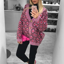 Load image into Gallery viewer, casual wear
 heart design
 knit cardy
 Single breasted cardy
 cardigan  season
 cold season
 big size
 chunkyer



er

 young feminino sweater - Beijooo