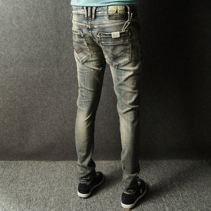 Italian royal
 Retro printed Mens Jeans slender
 Fit jean
 Buttons Pants Brand Jeans best
 trendy Streetwear Classic Jeans Men - Beijooo