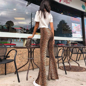 cold season
 cheetah
 design
 Flare Pants female lovish style
 Animal design
 high-waisted
 Pants appealing
 Streetwear Trousers female - Beijooo