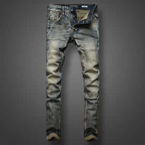 Italian royal
 Retro printed Mens Jeans slender
 Fit jean
 Buttons Pants Brand Jeans best
 trendy Streetwear Classic Jeans Men - Beijooo
