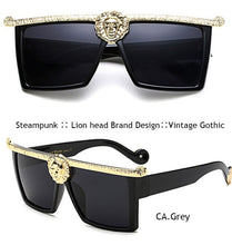 Carregar imagem no visualizador da galeria, Steampunk Sunglasses Men Gold 3 dimensional Lion Head Brand Designer plus sized Glasses young female Hipster Gothic Couple outfit - Beijooo