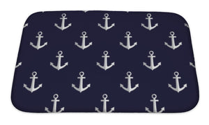 Bath Mat, Sea Style Pattern With Anchors - Beijooo
