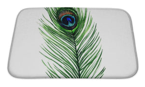 Bath Mat, Peacock Feather Isolated On A White - Beijooo