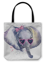 Load image into Gallery viewer, Tote Bag, Baby Elephant Tshirt Graphics Baby Elephant Illustration With Splash Watercolor - Beijooo