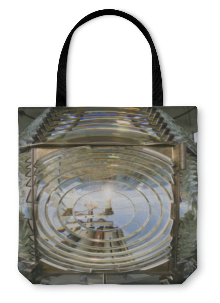 Tote Bag, Fresnel Magnifying Lens Close Up Lighthouse Glass Rotating Housing - Beijooo
