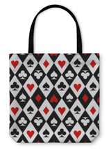 Carregar imagem no visualizador da galeria, Tote Bag, Playing Cards Suit Symbols Pattern Design - Beijooo