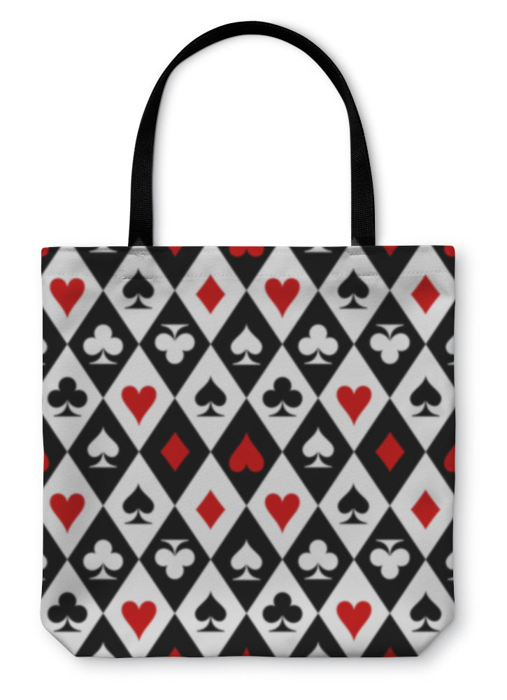 Tote Bag, Playing Cards Suit Symbols Pattern Design - Beijooo