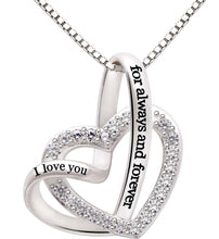 Load image into Gallery viewer, Swarovski Crystals I Love you for always and forever - Pave Heart  Necklace - Beijooo