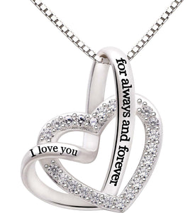 Swarovski Crystals I Love you for always and forever - Pave Heart  Necklace - Beijooo