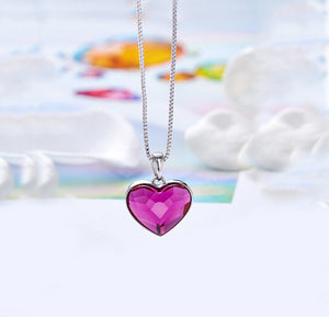 Swarovski Crystals 3.44 CT Pink Topaz Heart  Necklace - Beijooo