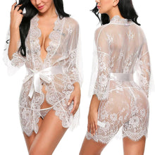 Load image into Gallery viewer, Sexy Women Lingerie Lace Night Dress Sleepwear Nightgown Bandage Deep V G-String See Through Sexy Sheer Sleep Dress 2019 Silky - Beijooo