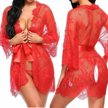 Carregar imagem no visualizador da galeria, Sexy Women Lingerie Lace Night Dress Sleepwear Nightgown Bandage Deep V G-String See Through Sexy Sheer Sleep Dress 2019 Silky - Beijooo