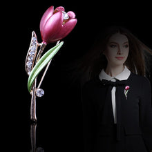Carregar imagem no visualizador da galeria, Crystal Rhinestones beautiful Tulip Shape Trendy Clothing Accessories Brooches Pin Party Dress Broach Gift Jewelry - Beijooo