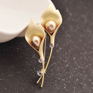 Crystal Rhinestones beautiful Tulip Shape Trendy Clothing Accessories Brooches Pin Party Dress Broach Gift Jewelry - Beijooo