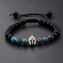 Load image into Gallery viewer, Knight Spartan Warrior Gladiator Helmet Bracelet Men marble
 Bead Bracelet Mala Yoga rubber Bracelet - Beijooo