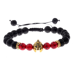 Knight Spartan Warrior Gladiator Helmet Bracelet Men marble
 Bead Bracelet Mala Yoga rubber Bracelet - Beijooo