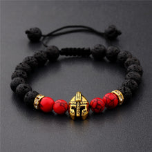 Load image into Gallery viewer, Knight Spartan Warrior Gladiator Helmet Bracelet Men marble
 Bead Bracelet Mala Yoga rubber Bracelet - Beijooo