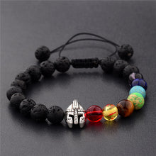 Load image into Gallery viewer, Knight Spartan Warrior Gladiator Helmet Bracelet Men marble
 Bead Bracelet Mala Yoga rubber Bracelet - Beijooo