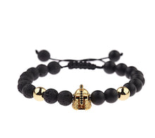 Load image into Gallery viewer, Knight Spartan Warrior Gladiator Helmet Bracelet Men marble
 Bead Bracelet Mala Yoga rubber Bracelet - Beijooo