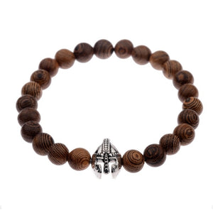 Knight Spartan Warrior Gladiator Helmet Bracelet Men marble
 Bead Bracelet Mala Yoga rubber Bracelet - Beijooo