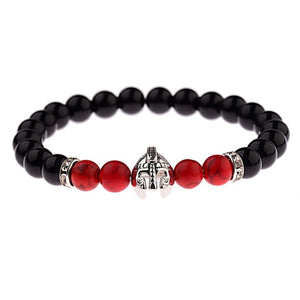 Knight Spartan Warrior Gladiator Helmet Bracelet Men marble
 Bead Bracelet Mala Yoga rubber Bracelet - Beijooo