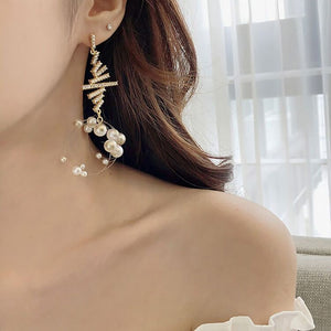 Knot Drop Earrings For young lady rock crystal diamond longer thread Statement Pendientes For Woman - Beijooo