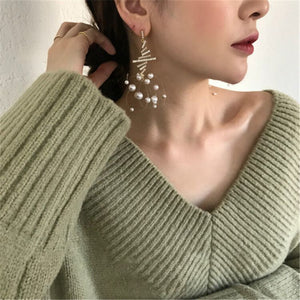 Knot Drop Earrings For young lady rock crystal diamond longer thread Statement Pendientes For Woman - Beijooo