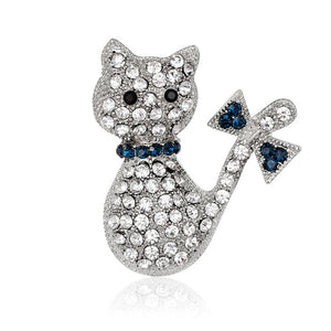 Lively Pride Cat Brooch for Party husk heavy metal
 Crown Blue Crystal Enamel Pin Black Animal Brooch for young lady
 Jewelry add-ons - Beijooo