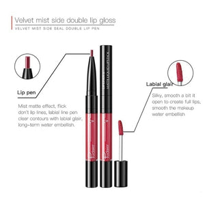 New Beauty Cosmetic Kit 2 In 1 Double-ended Lip Makeup Lip Gloss Long Lasting Waterproof Lipstick and Lip Liner - Beijooo