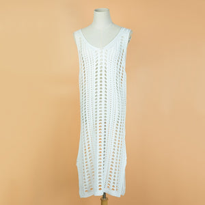 Sexy Hollow Beach Dress, Women V Neck Sleeve Crochet, Swimsuit Cover Up - Beijooo