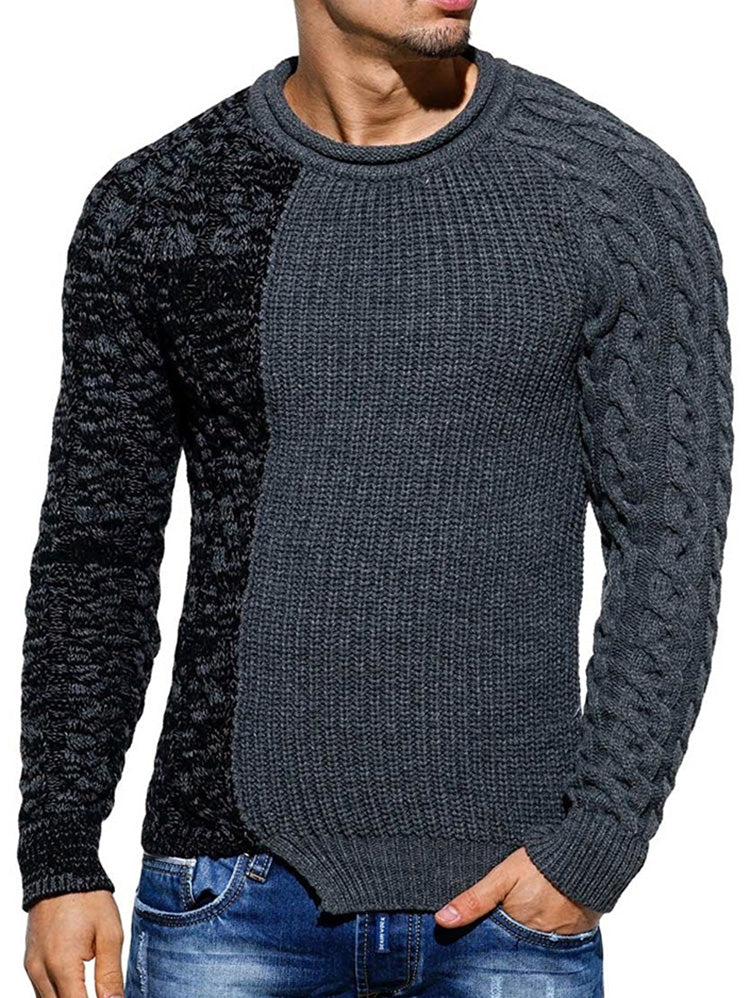 Spliced Raglan Sleeve Pullover Sweater - Beijooo