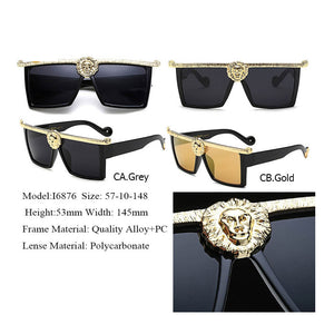Steampunk Sunglasses Men Gold 3 dimensional Lion Head Brand Designer plus sized Glasses young female Hipster Gothic Couple outfit - Beijooo