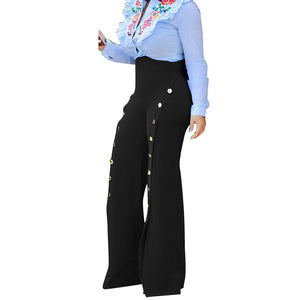 US young wemon
 Palazzo high-waisted
 broad
 Leg OL Career longer
 Pants Button casual wear
 Trousers - Beijooo
