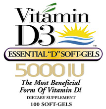 Load image into Gallery viewer, Vitamin D3 5000 IU Liquid Soft Gels