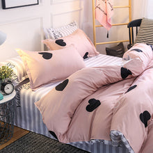 Load image into Gallery viewer, Pink Heart Bedding Set Cover Cute Bed Linens Duvet Cover Sheets and Pillowcases Queen King Size Home Textile Sets Nordic Style - Beijooo