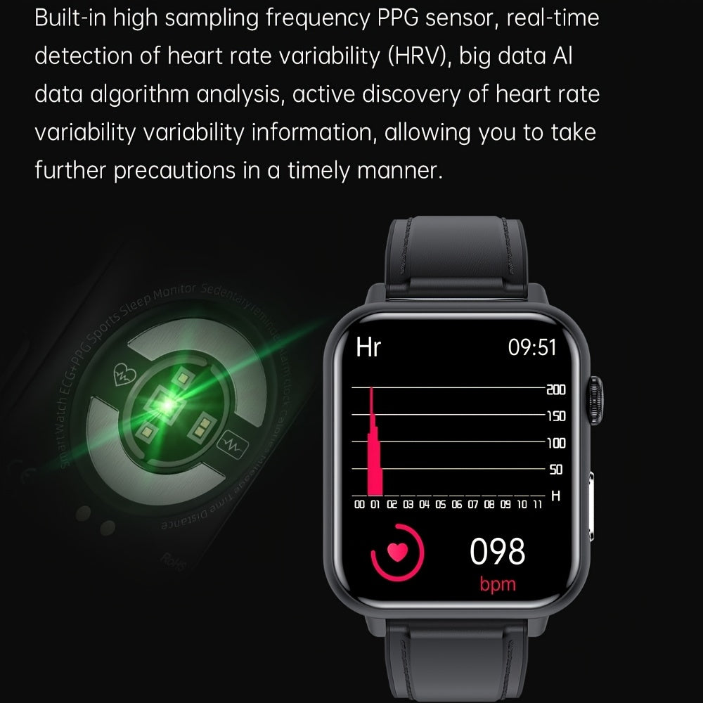 Smart ECG Smart Watch 1.72-inch Retina 356*400 High-definition Touch Screen ECG With Rotary Encoder Buttons Heart Rate Monitoring Blood Pressure Monitoring Blood Oxygen Monitoring Multi-sport Mode Body Temperature Monitoring