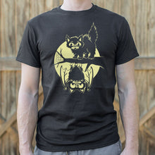 Load image into Gallery viewer, Cat And Bat Halloween T-Shirt (Mens) - Beijooo